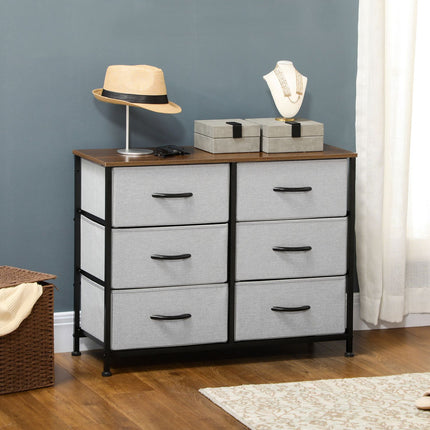 Gray fabric box with 6 drawers - multifunctional storage cabinet