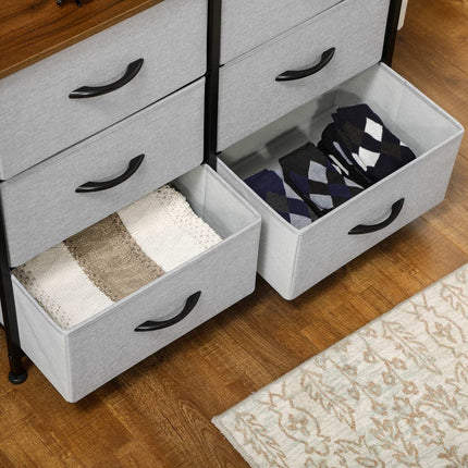 Gray fabric box with 6 drawers - multifunctional storage cabinet