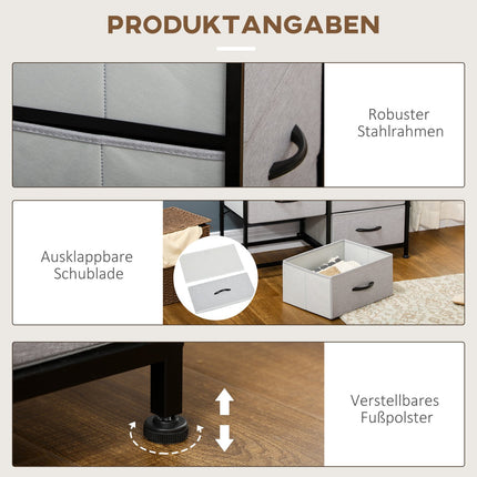 Gray fabric box with 6 drawers - multifunctional storage cabinet