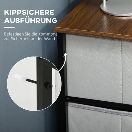Gray fabric box with 6 drawers - multifunctional storage cabinet