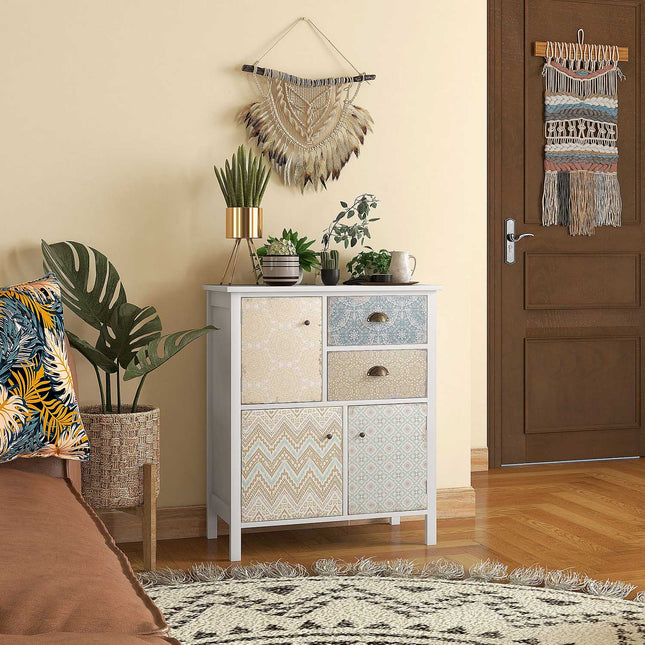 White chest of drawers - 2 drawers, 3 compartments, tilt protection