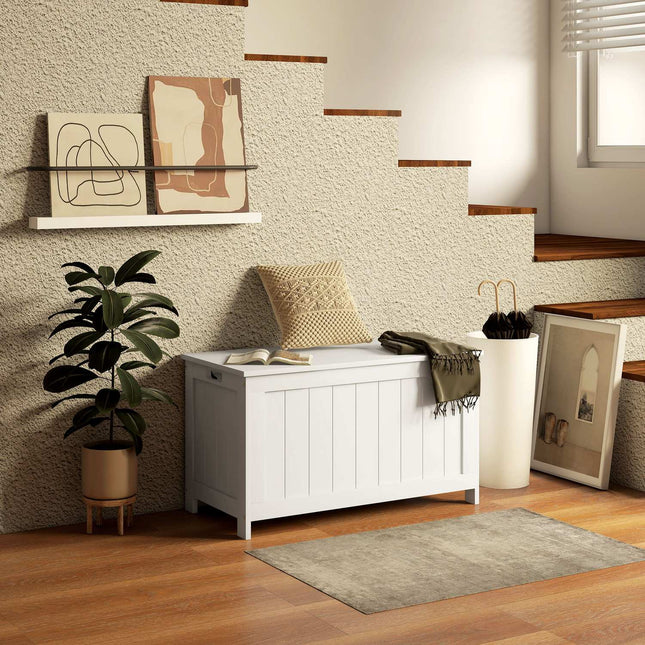 White storage box with lid and handle - 81x40x46 cm