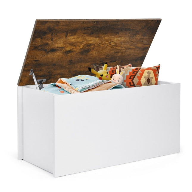 Borstbank met opbergruimte, bank met deksel en anti-knelbeveiliging, 90 x 45 x 45,5 cm