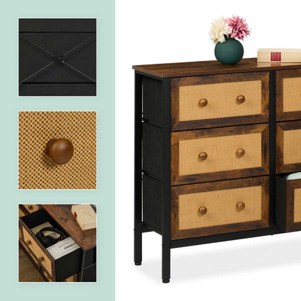 Chest of 6 drawers in rattan style