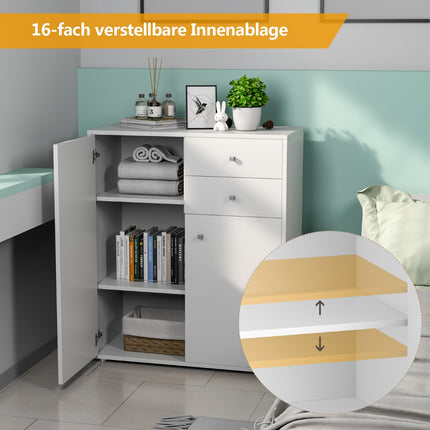 Chest of Drawers, 2 Doors 2 Drawers, 72 x 34 x 85.5 cm