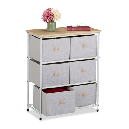 Chest of Drawers, 6 Compartments, Metal and Fabric