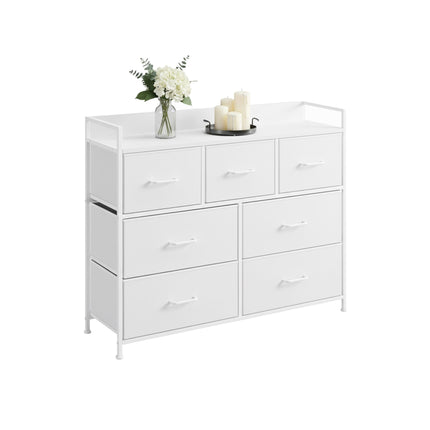 Chest of Drawers, 7 Fabric Bins, Metal & MDF