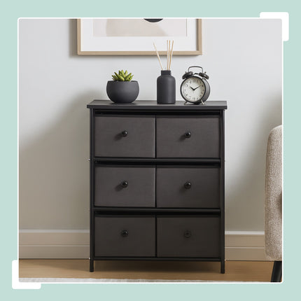 Chest of Drawers with 6 Fabric Compartments