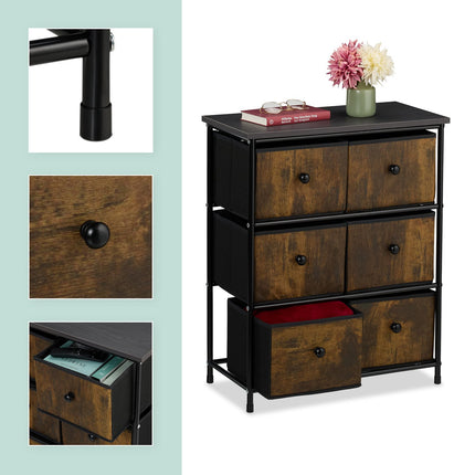 Chest of Drawers with 6 Fabric Compartments