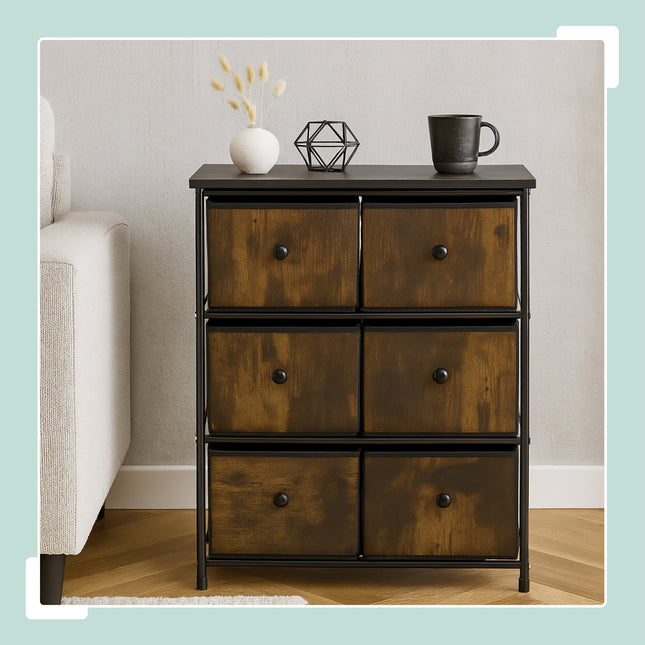 Chest of Drawers with 6 Fabric Compartments