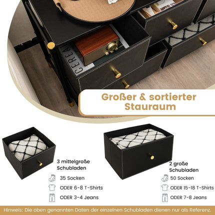Ladekast voor de slaapkamer met 5 laden brede stoffen ladekast met metalen frame 100 x 30 x 58,5 cm zwart