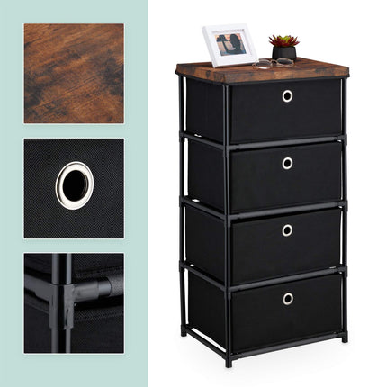 Chest of drawers in wooden design with fabric drawers
