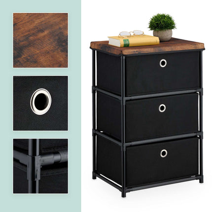 Chest of drawers in wooden design with fabric drawers