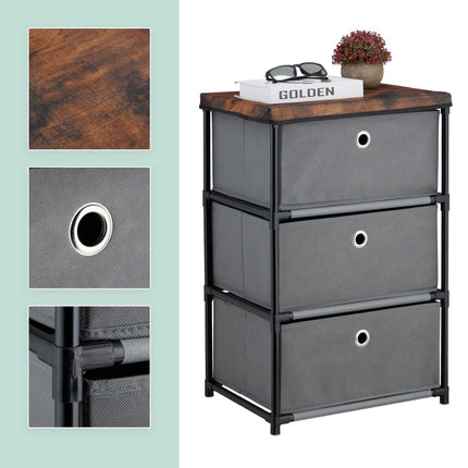 Chest of drawers in wooden design with fabric drawers