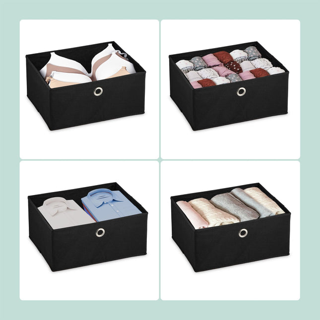 Chest of drawers in wooden design with fabric drawers