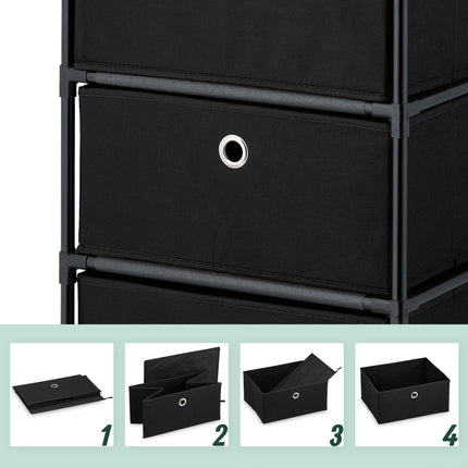 Chest of drawers in wooden design with fabric drawers