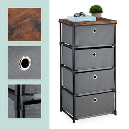 Chest of drawers in wooden design with fabric drawers