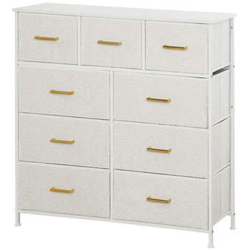 Creamy white fabric chest with 9 drawers - Living room storage