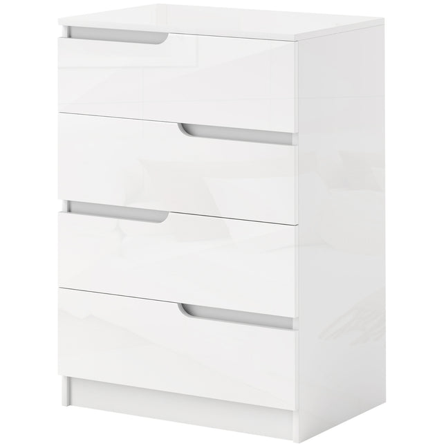 Commode met 4 lades, commode voor woonkamer, slaapkamer, hoogglans wit 60 x 40 x 85cm |