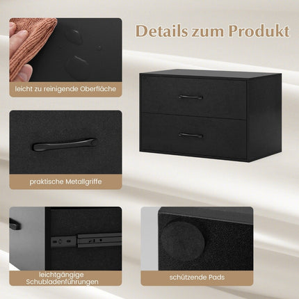 Ladekast met 2 laden, ladekast, stapelbaar, dressoir van hout, 60 x 34 x 38 cm, zwart