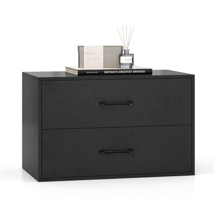 Ladekast met 2 laden, ladekast, stapelbaar, dressoir van hout, 60 x 34 x 38 cm, zwart