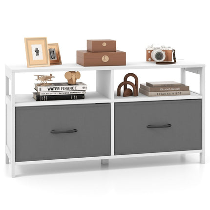 Chest of drawers with 2 drawers storage cabinet with open shelves 100 x 30 x 53 cm