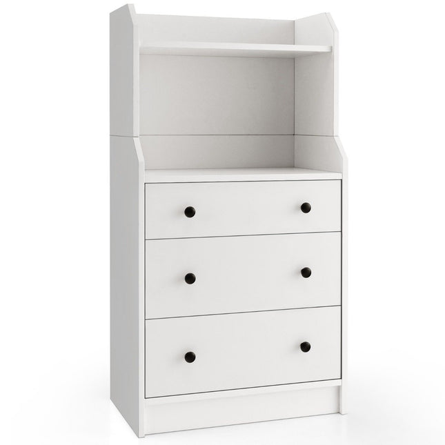 Chest of drawers with 3 drawers & shelves & anti-tip device Drawer cabinet White