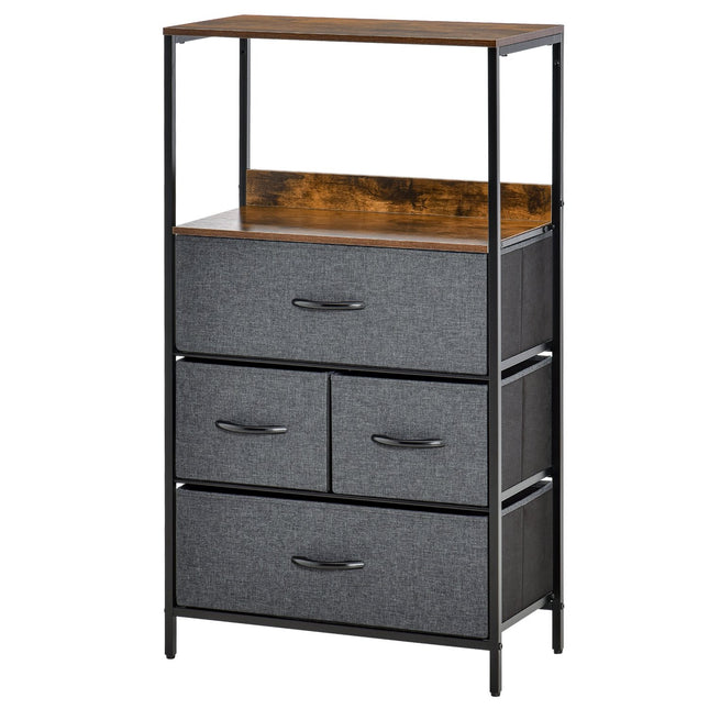 Chest of drawers with 4 drawers made of linen storage cabinet with shelf handles black