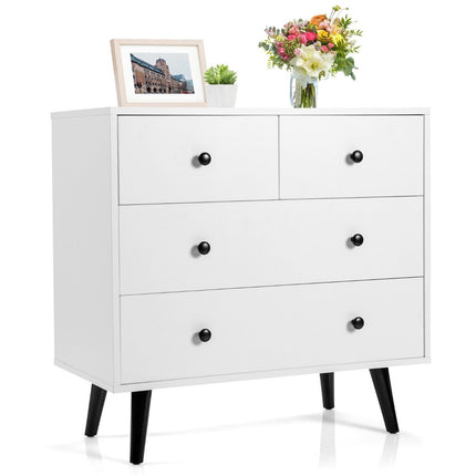 Chest of drawers with 4 drawers, sideboard made of wood, modern storage cabinet, white