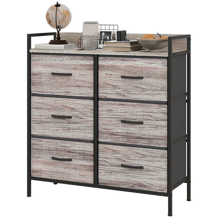 Fabric chest of drawers, storage cabinet with 6 drawers, gray