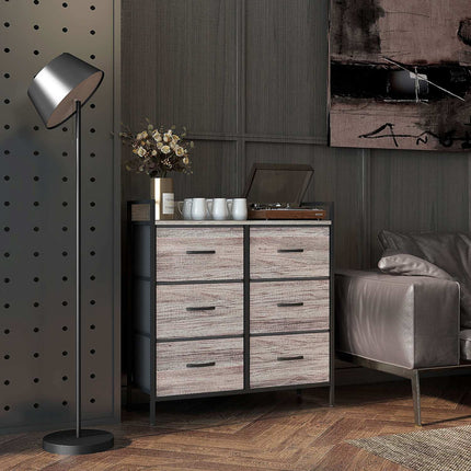 Fabric chest of drawers, storage cabinet with 6 drawers, gray
