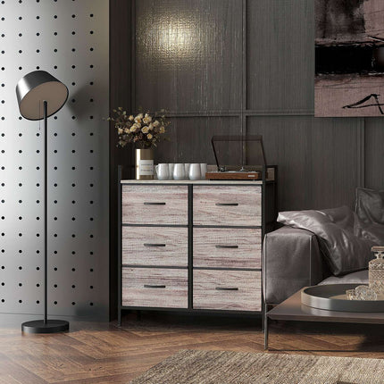 Fabric chest of drawers, storage cabinet with 6 drawers, gray