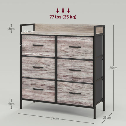 Fabric chest of drawers, storage cabinet with 6 drawers, gray