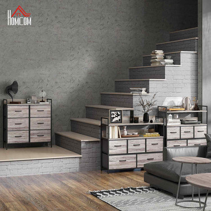 Fabric chest of drawers, storage cabinet with 6 drawers, gray
