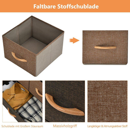 Chest of drawers with 7 fabric drawers & steel frame & wooden surface