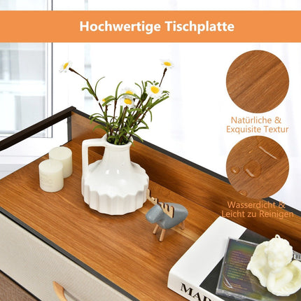 Chest of drawers with 7 fabric drawers & steel frame & wooden surface
