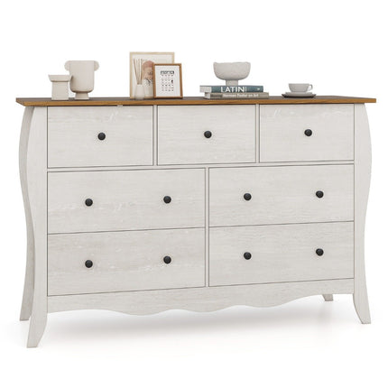 Chest of drawers with 7 folding fabric drawers, sideboard in country house style, wardrobe, grey