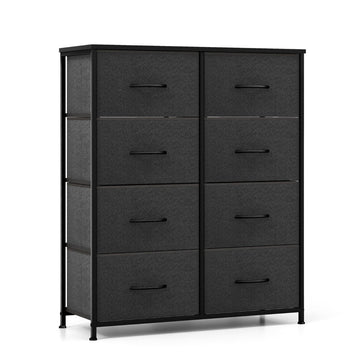 Chest of drawers with 8 drawers & metal frame & table top fabric chest of drawers 80 x 30 x 92 cm grey