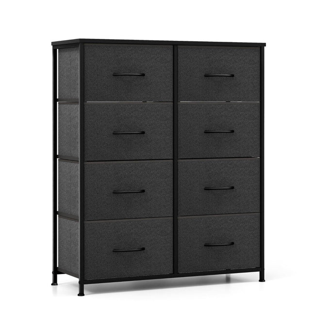 Chest of drawers with 8 drawers & metal frame & table top fabric chest of drawers 80 x 30 x 92 cm grey