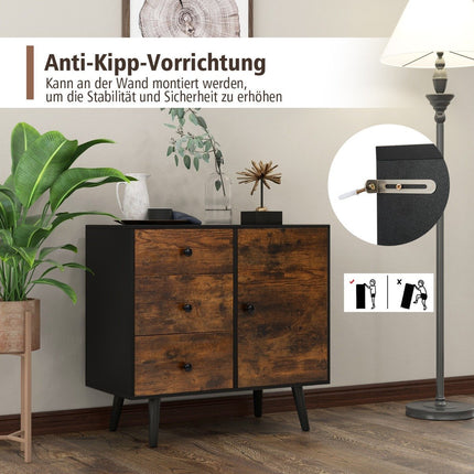 Chest of drawers with door & 3 drawers & adjustable shelf & anti-tip sideboard 73 x 40 x 76.5 cm
