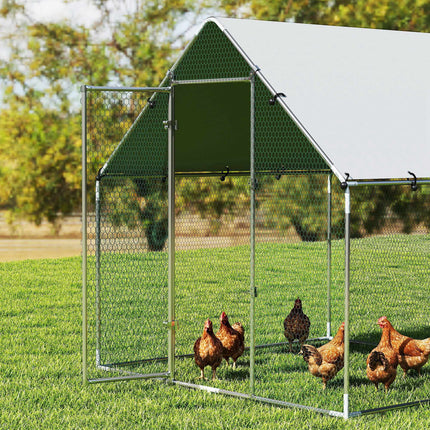 Chicken Coop, 4-6 Hens, Galvanized Steel, Weatherproof Roof