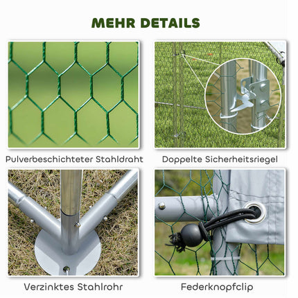Chicken Coop, 4-6 Hens, Galvanized Steel, Weatherproof Roof