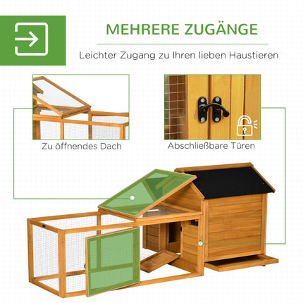 Chicken house, solid wood, 180x92x78cm with nesting box