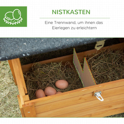 Chicken house, solid wood, 180x92x78cm with nesting box