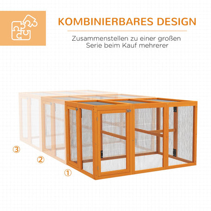 Chicken Coop for 1-3 Hens, Wood Frame, Steel Wire, Expandable