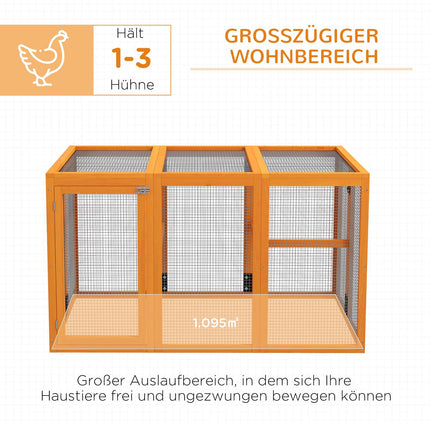 Chicken Coop for 1-3 Hens, Wood Frame, Steel Wire, Expandable
