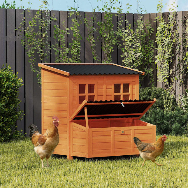 Chicken Coop with Nesting Box, Waterproof Roof, 4-6 Hens