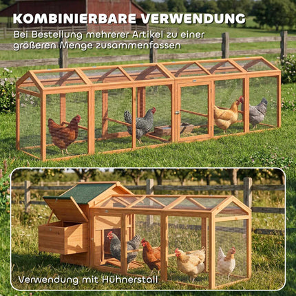 Chicken Coop with Perch, Double Doors, Wood & Metal, 156x70.5x84 cm