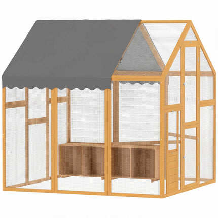Chicken Coop with Run, 3.07㎡, Waterproof Cover, 6-8 Hens