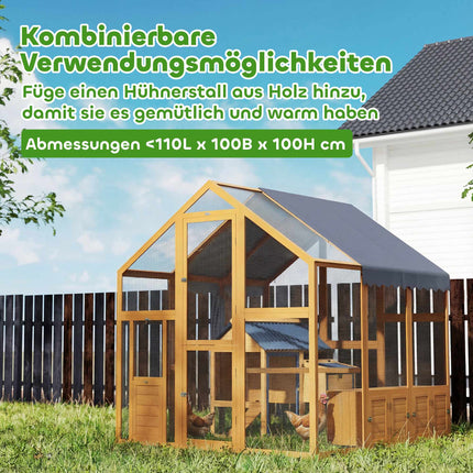 Chicken Coop with Run, 3.07㎡, Waterproof Cover, 6-8 Hens